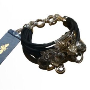 Elegant Silver and Black dog lovers Charm Bracelet